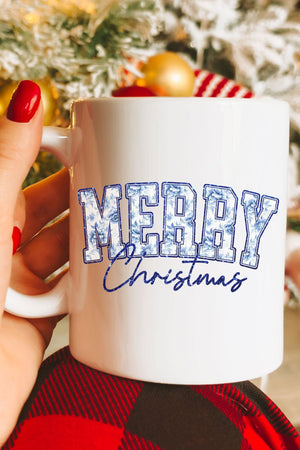 Chinoiserie Blue Merry Christmas Ceramic Mug - Wholesale Accessory Market