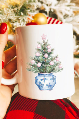 Chinoiserie Pink Ornament Tree Ceramic Mug - Wholesale Accessory Market