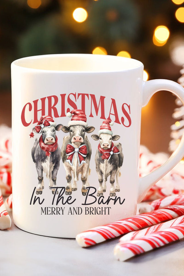 Christmas In The Barn Cows Ceramic Mug - Wholesale Accessory Market