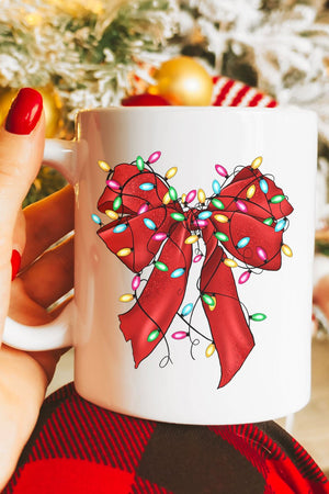 Christmas Lights Coquette Bow Ceramic Mug - Wholesale Accessory Market