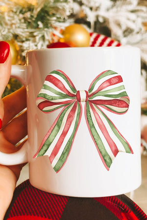 Christmas Ribbon Coquette Bow Ceramic Mug - Wholesale Accessory Market