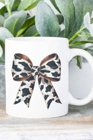 Cow Print Coquette Bow Ceramic Mug - Wholesale Accessory Market