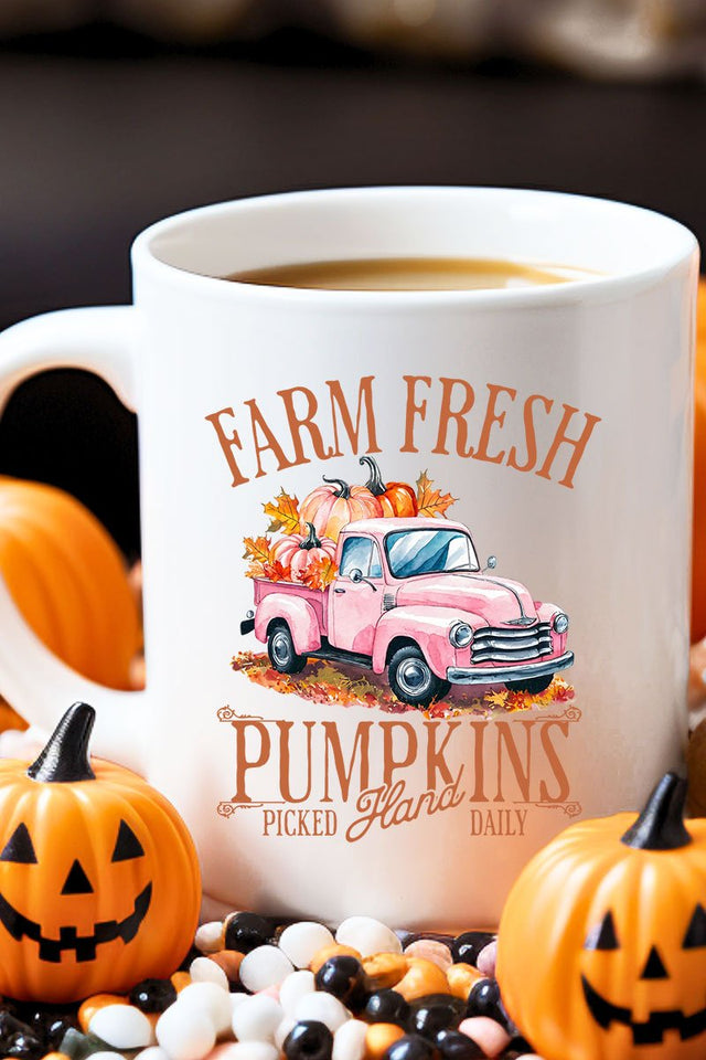 Farm Fresh Pink Pumpkins Ceramic Mug - Wholesale Accessory Market