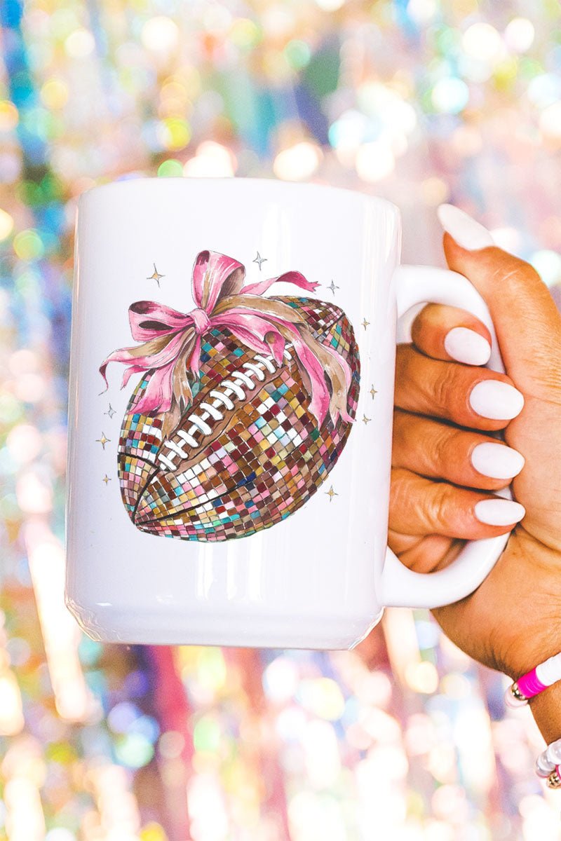 Faux Sequin Colorful Football Transfer Ceramic Mug - Wholesale Accessory Market