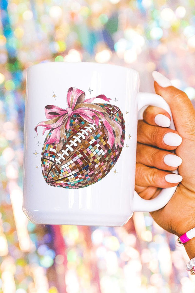 Faux Sequin Colorful Football Transfer Ceramic Mug - Wholesale Accessory Market