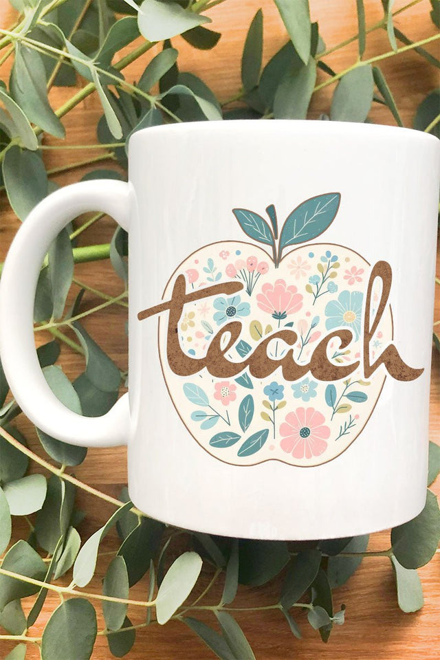 Floral Apple Teach Ceramic Mug - Wholesale Accessory Market