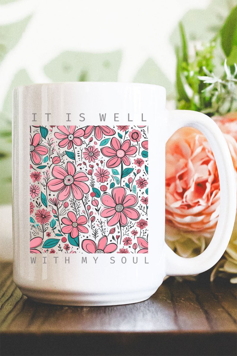 Floral Well With My Soul Ceramic Mug - Wholesale Accessory Market