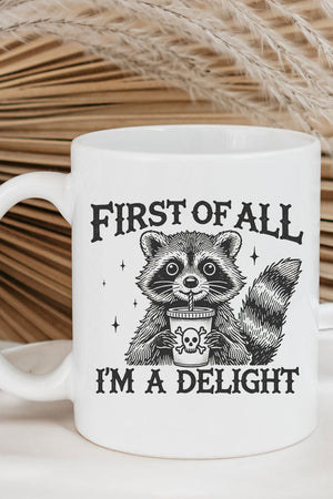 I'm A Delight Raccoon Ceramic Mug - Wholesale Accessory Market