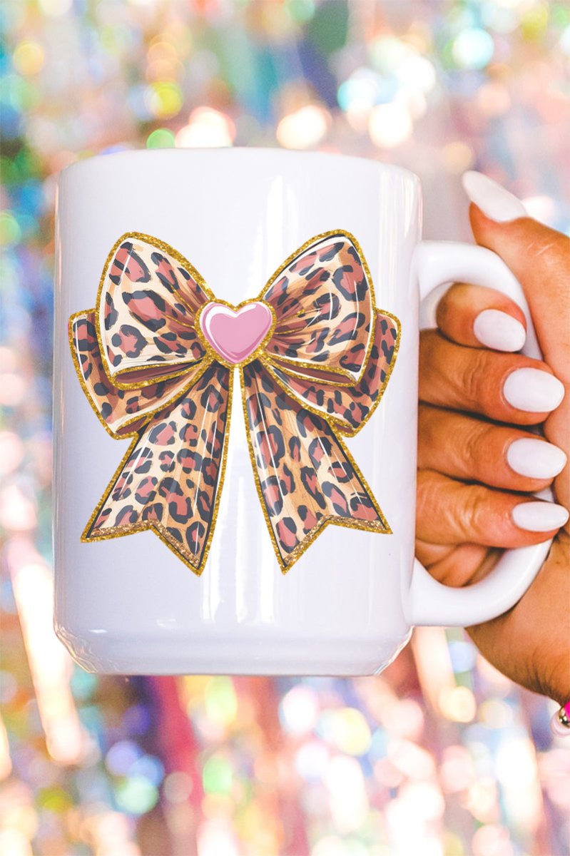 Leopard Love Bow Ceramic Mug - Wholesale Accessory Market