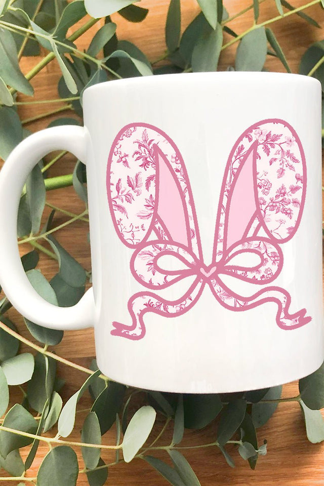 Mauve Chinoiserie Bunny Ears Ceramic Mug - Wholesale Accessory Market