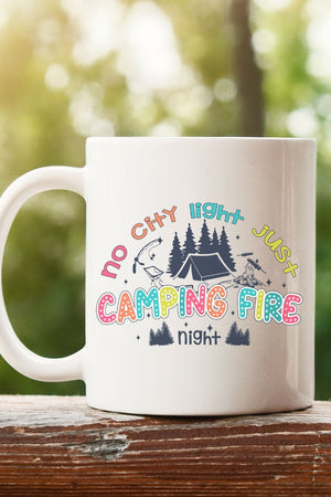 No City Light Just Camping Fire Night Ceramic Mug - Wholesale Accessory Market