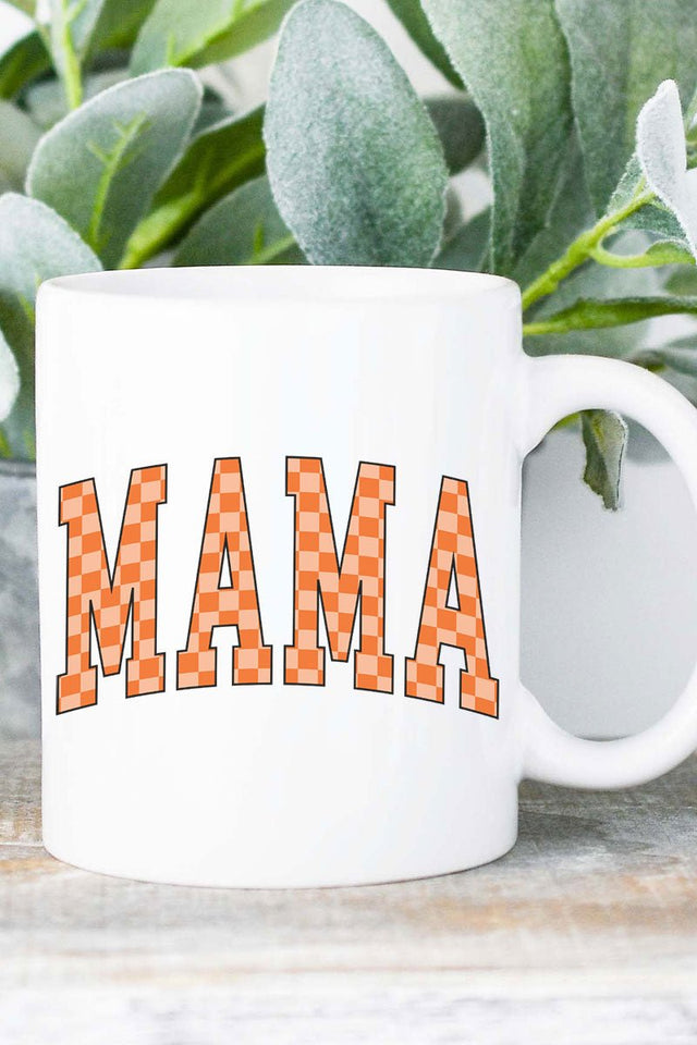 Orange Checkered Mama Ceramic Mug - Wholesale Accessory Market