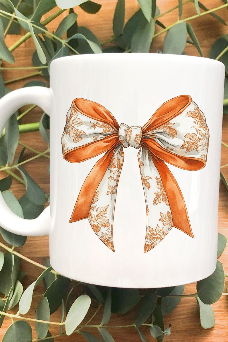 Orange Chinoiserie Bow Ceramic Mug - Wholesale Accessory Market