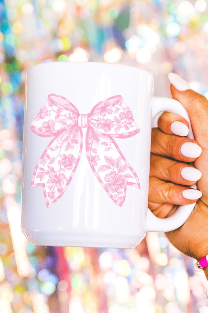 Pink Chinoiserie Coquette Bow Ceramic Mug - Wholesale Accessory Market