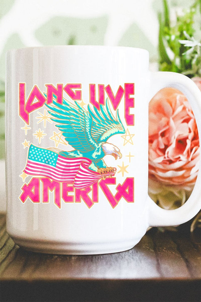 Pink Long Live America Ceramic Mug - Wholesale Accessory Market