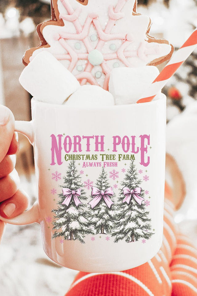 Pink North Pole Christmas Tree Farm Ceramic Mug - Wholesale Accessory Market