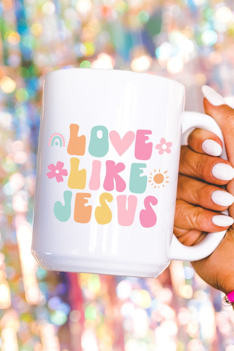 Rainbow Floral Love Like Jesus Ceramic Mug - Wholesale Accessory Market