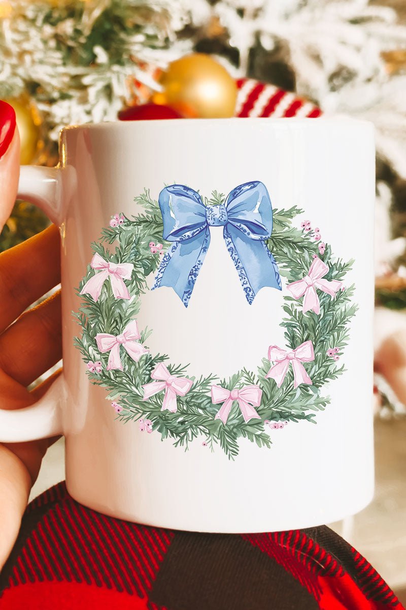 Wreath Chinoiserie Christmas Ceramic Mug - Wholesale Accessory Market