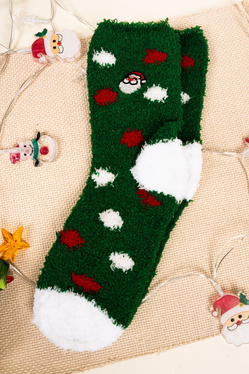 Dear Santa Polka Dot Fuzzy Socks - Wholesale Accessory Market