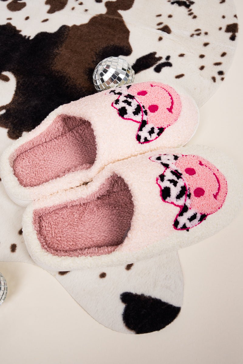 Cowgirl Happy Vibes Plush Slippers - Wholesale Accessory Market