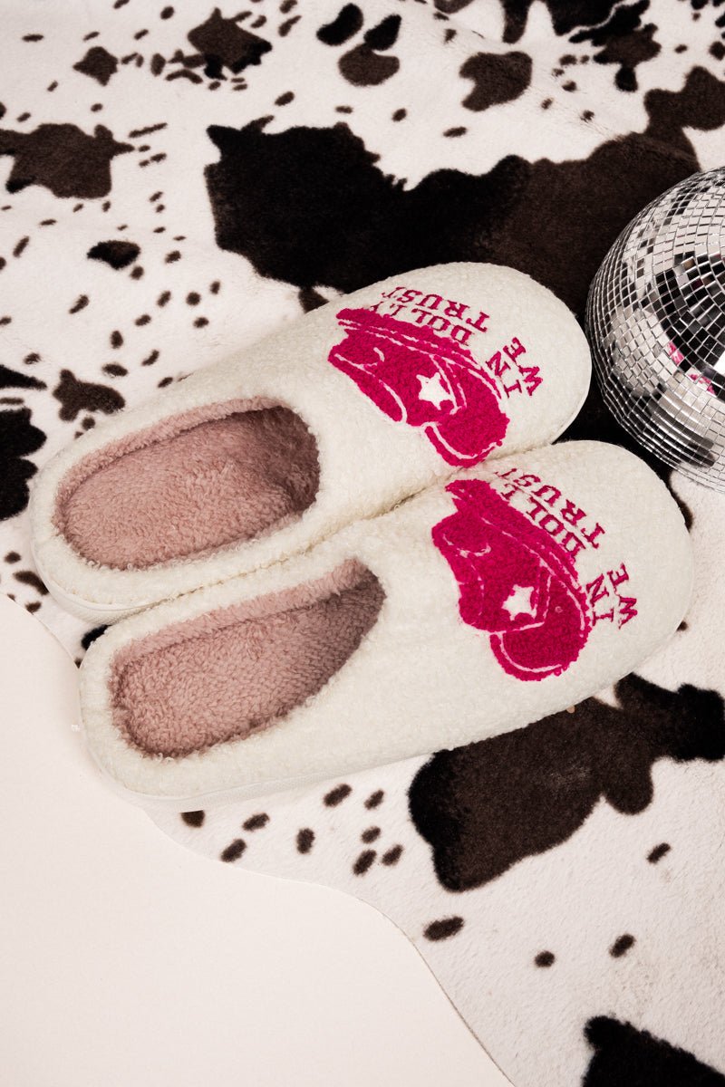 In Dolly We Trust Plush Slippers - Wholesale Accessory Market