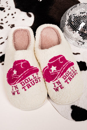 In Dolly We Trust Plush Slippers - Wholesale Accessory Market