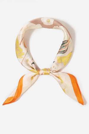 Garden Picnic Orange Square Satin Scarf - Wholesale Accessory Market