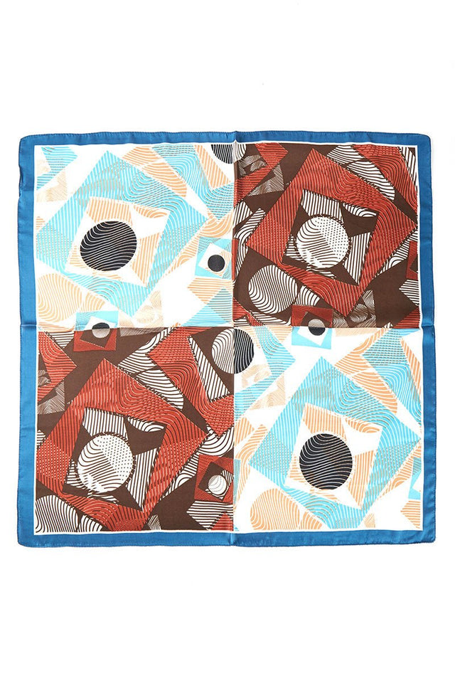 Dizzying Heights Blue Square Satin Scarf - Wholesale Accessory Market