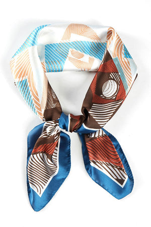 Dizzying Heights Blue Square Satin Scarf - Wholesale Accessory Market