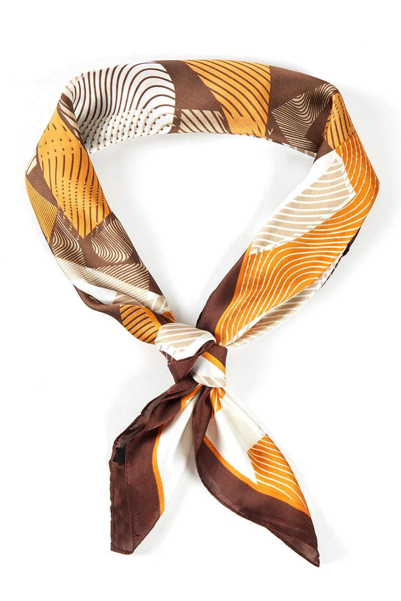 Dizzying Heights Brown Square Satin Scarf - Wholesale Accessory Market