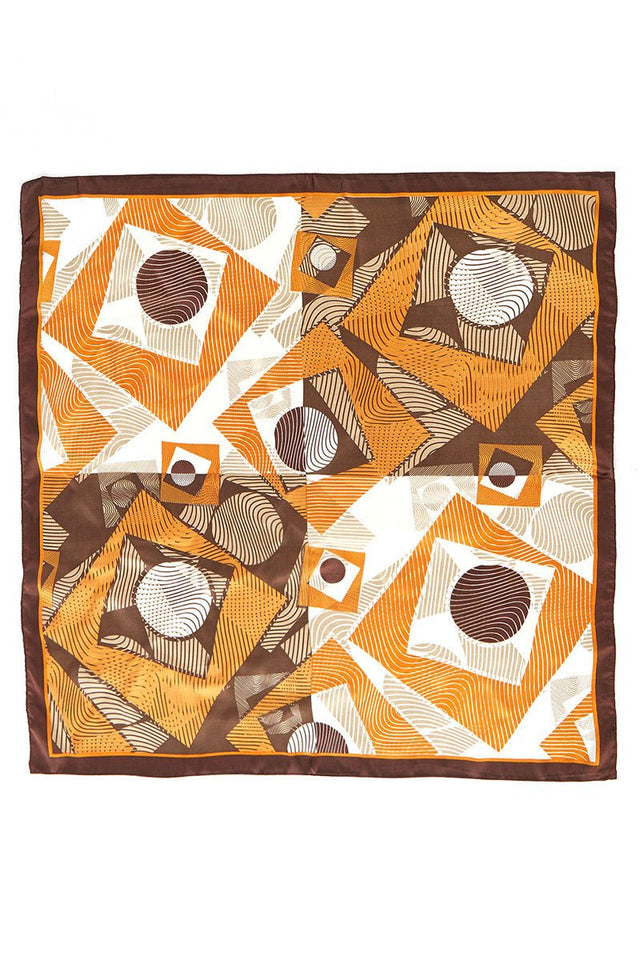 Dizzying Heights Brown Square Satin Scarf - Wholesale Accessory Market