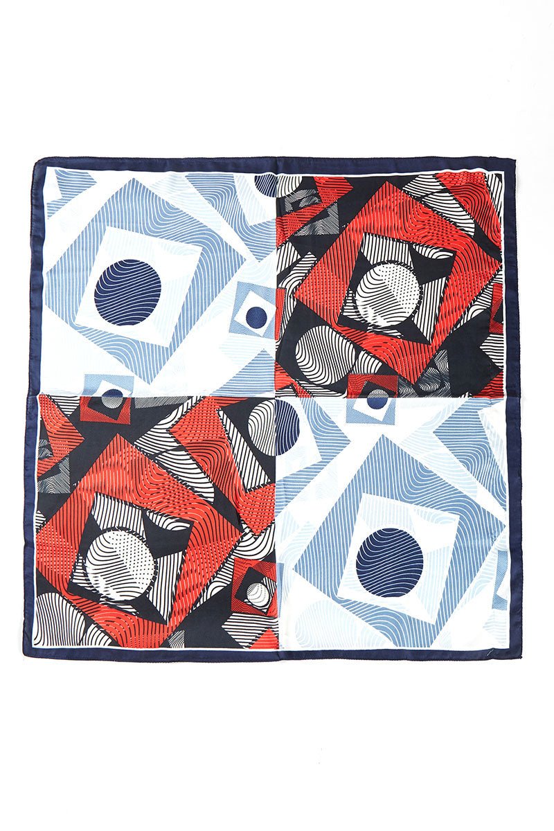 Dizzying Heights Navy Square Satin Scarf - Wholesale Accessory Market