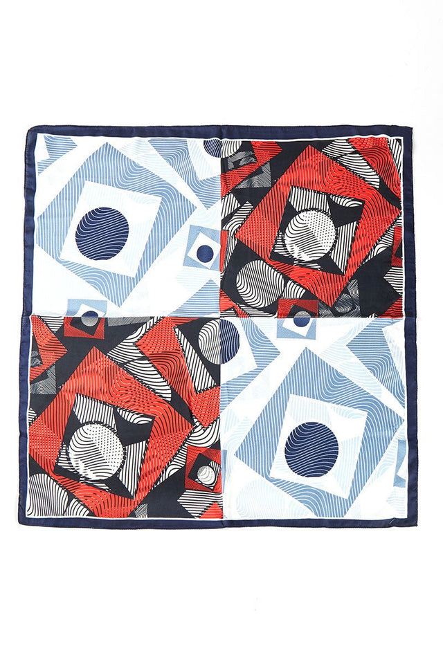 Dizzying Heights Navy Square Satin Scarf - Wholesale Accessory Market