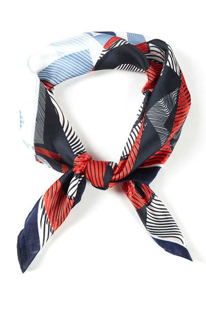 Dizzying Heights Navy Square Satin Scarf - Wholesale Accessory Market