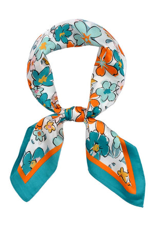 Let Your Dreams Blossom Teal Square Satin Scarf - Wholesale Accessory Market