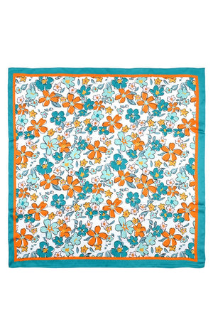 Let Your Dreams Blossom Teal Square Satin Scarf - Wholesale Accessory Market