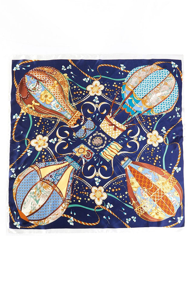 Full Of Hot Air Navy Square Satin Scarf - Wholesale Accessory Market