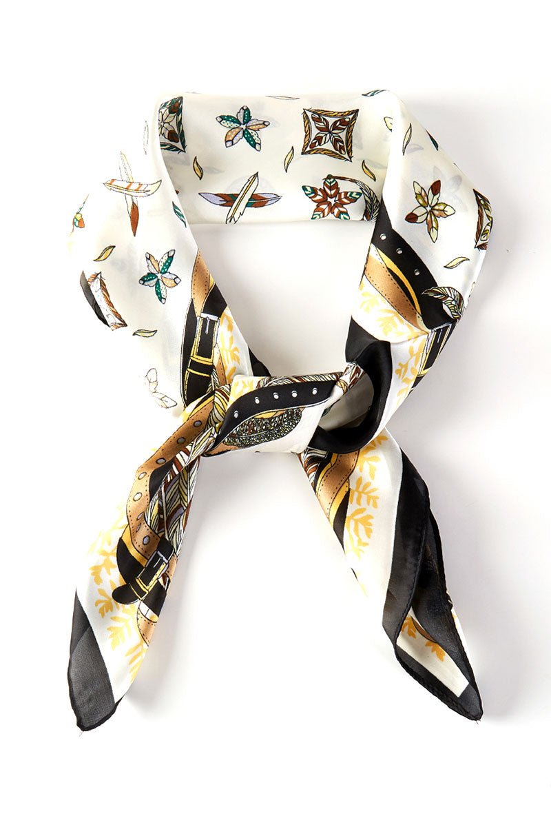 In Fine Feather Black Square Satin Scarf - Wholesale Accessory Market