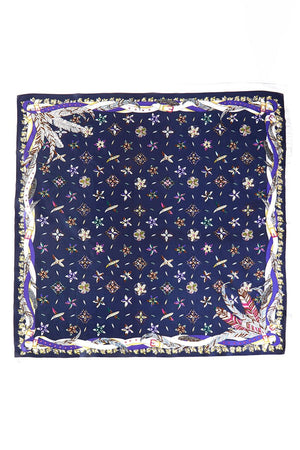 In Fine Feather Navy Square Satin Scarf - Wholesale Accessory Market