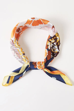 Vintage Vibes Navy Floral Square Satin Scarf - Wholesale Accessory Market