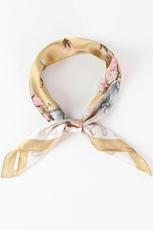 Parisian Cafe Taupe Square Satin Scarf - Wholesale Accessory Market