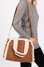 Winter Moonlight Sherpa Trimmed Brown Tote - Wholesale Accessory Market