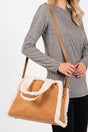 Winter Moonlight Sherpa Trimmed Camel Tote - Wholesale Accessory Market