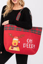 Oh Deer Red Plaid Christmas Tote Bag - Wholesale Accessory Market