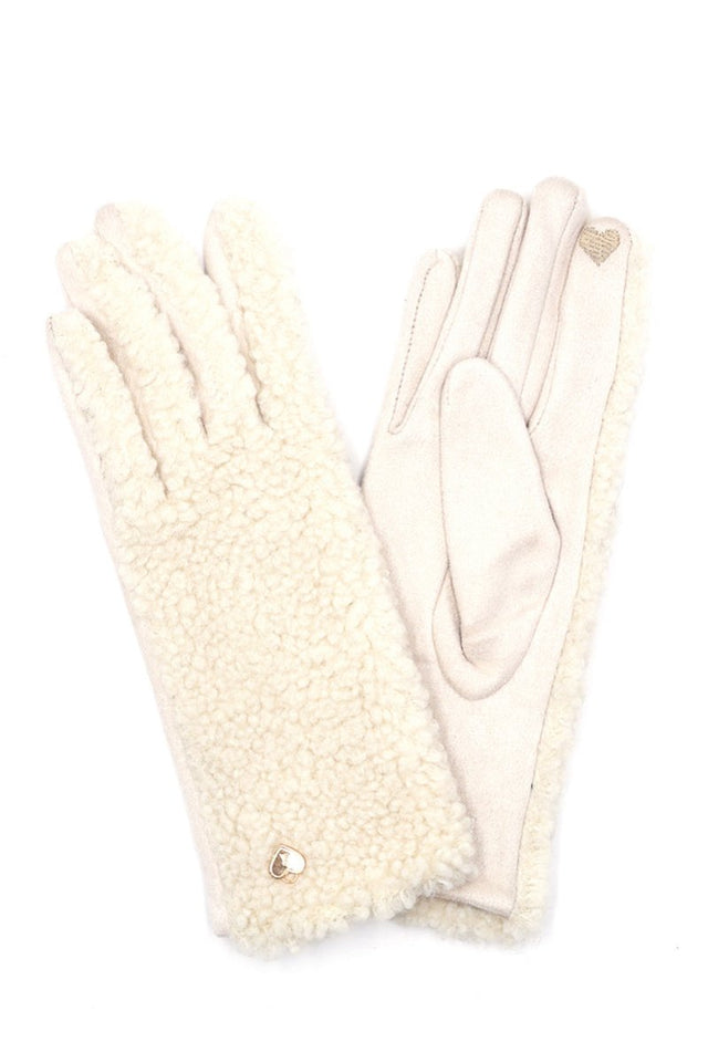 One Pair Cold Hands Warm Heart Ivory Smart Touch Gloves - Wholesale Accessory Market