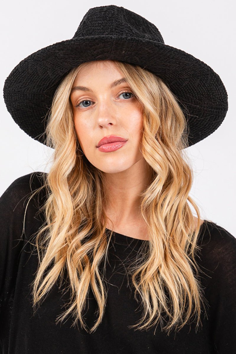 Winter Adventures Black Knit Fedora - Wholesale Accessory Market