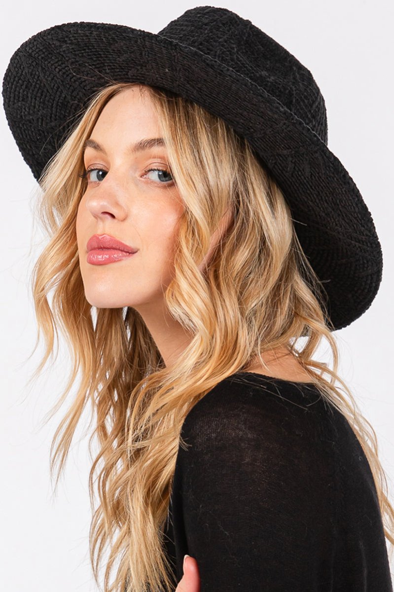 Winter Adventures Black Knit Fedora - Wholesale Accessory Market