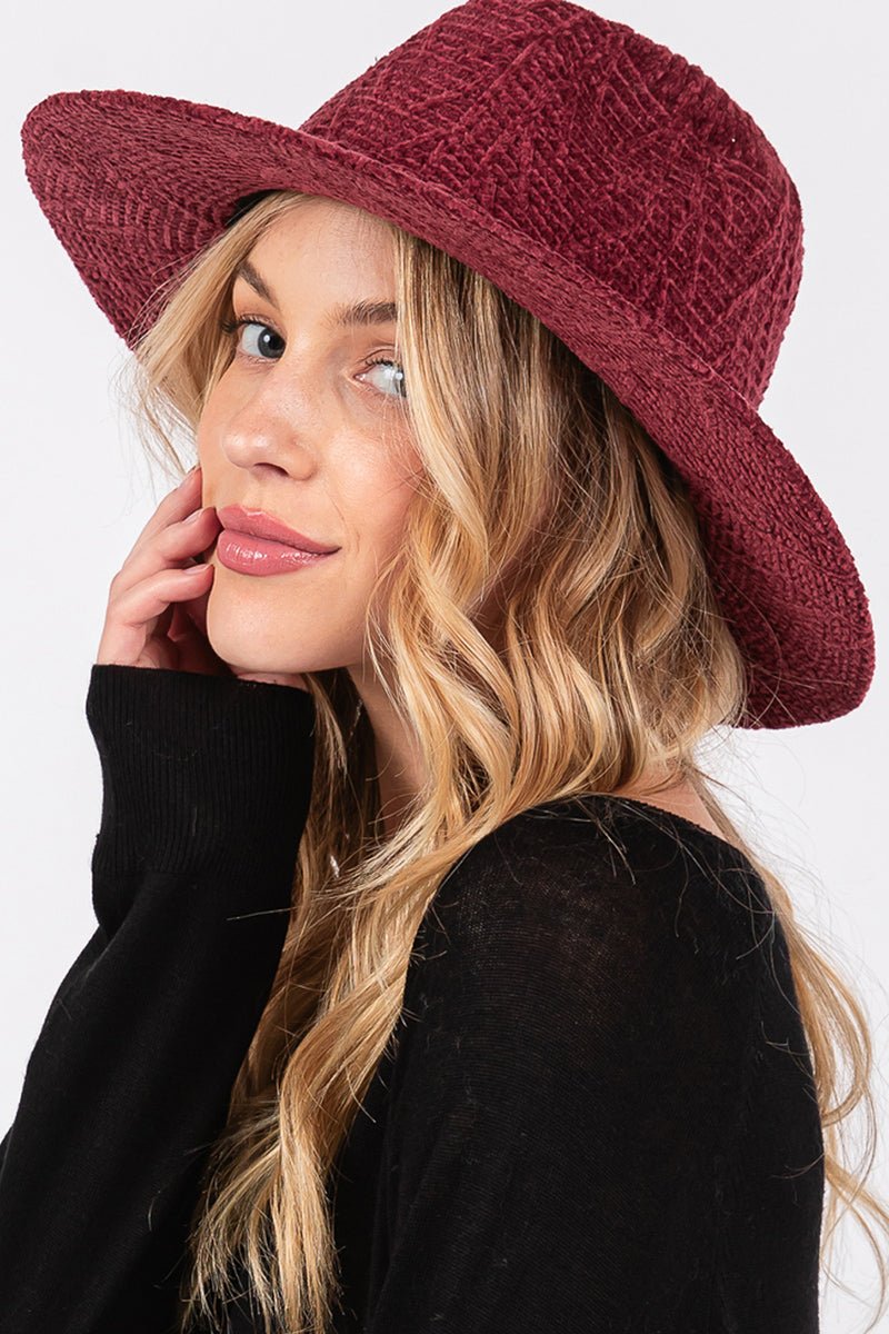 Winter Adventures Burgundy Knit Fedora - Wholesale Accessory Market