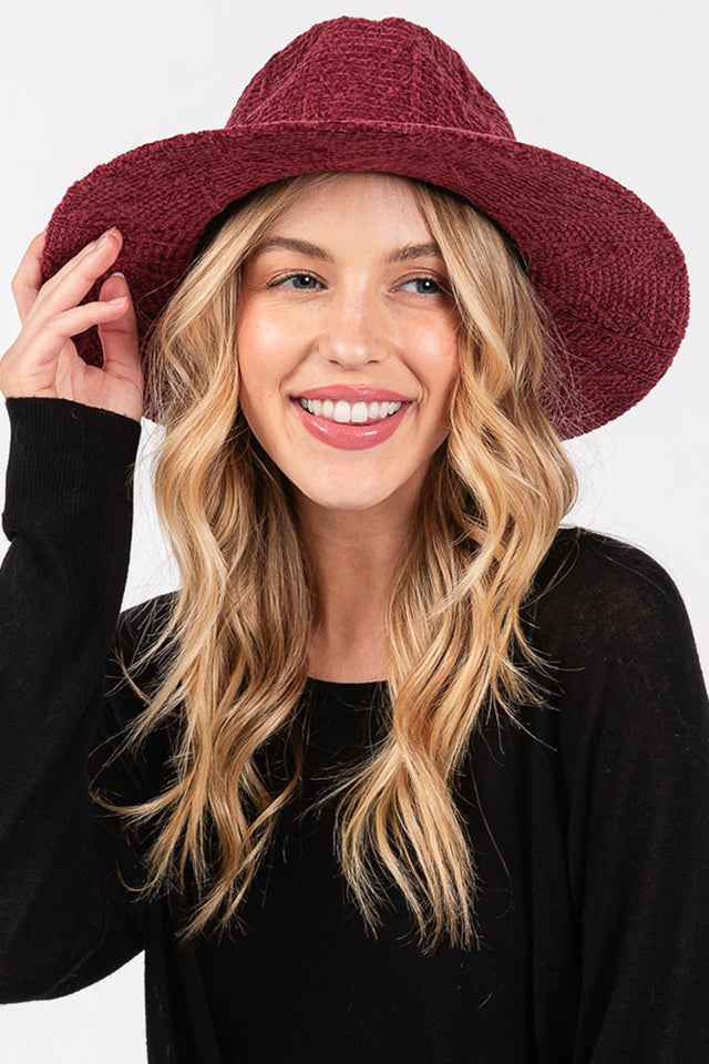 Winter Adventures Burgundy Knit Fedora - Wholesale Accessory Market