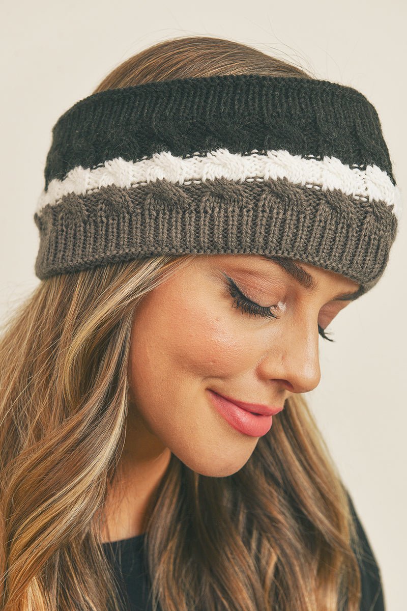 Winter Marches On Cable Fleece Headband, Black - Wholesale Accessory Market